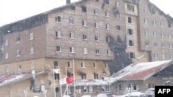 Bolu'nun Kartalkaya ilçesindeki Grand Kartal Otel'in yangından sonraki görünümü 