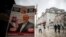 A man holds a poster showing images of Saudi Crown Prince Muhammed bin Salman and of journalist writer Jamal Khashoggi, describing the prince as "assassin" and Khashoggi as "martyr" during funeral prayers in absentia for Khashoggi in Istanbul, Nov. 16, 2018.