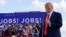 President Donald Trump arrives to speak at a campaign rally at Wittman Airport in Oshkosh, Wis., Aug. 17, 2020.