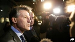 Presiden IAAF Sebastian Coe di London (13/11).