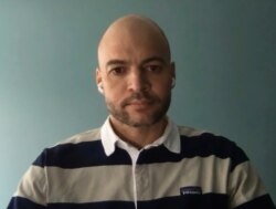 Anders Hammer, director of "Do Not Split," an Oscar-nominated documentary about the 2019 protests in Hong Kong speaks during an interview in Oslo, Norway, April 7, 2021.