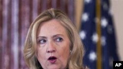 U.S. Secretary of State Hillary Rodham Clinton speaks during the first-ever State Department-hosted Global Business Conference, Feb. 21, 2012.