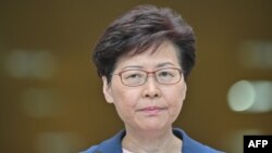 Pemimpin Hong Kong Carrie Lam dalam konferensi pers di Hong Kong, 9 Juli 2019. 