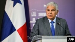 ประธานาธิบดีโฮเซ ราอูล มูลิโน แห่งปานามา แถลงข่าวที่กรุงปานามา ซิตี้ วันที่ 6 กุมภาพันธ์ 2025 (ที่มา: Handout via AFP)