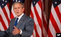 President George W. Bush makes remarks on comprehensive immigration reform in the Eisenhower Executive Office Building on the White House compound in Washington, June 2007.