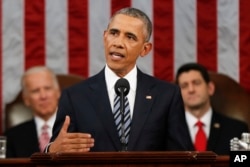 President Barack Obama delivers his State of the Union address before a joint session of Congress on Capitol Hill in Washington, Jan. 12, 2016.