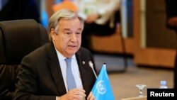 Sekretaris Jenderal Perserikatan Bangsa-Bangsa Antonio Guterres berbicara pada KTT PBB ASEAN ke-9 di Manila, Filipina, 13 November 2017. (Foto: Reuters)
