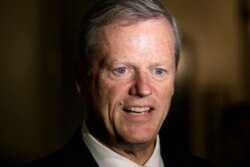 Massachusetts Gov. Charlie Baker speaks with reporters, Sept. 16, 2019, at the Statehouse, in Boston.