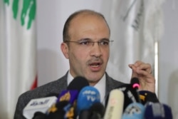 Lebanese Health Minister Hassan Hamad speaks during a news conference, in Beirut, Lebanon, Feb. 21, 2020.
