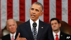 President Barack Obama delivers his State of the Union address before a joint session of Congress on Capitol Hill in Washington, Jan. 12, 2016. 