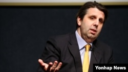 28일 서울 용산구 그랜드하얏트에서 열린 '주한미국상공회의소 오찬 간담회'에서 마크 리퍼트 주한 미국대사가 발언하고 있다.