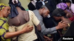 Some of the 21 Chibok school girls released are seen during a meeting with Nigeria's Vice President Yemi Osinbajo in Abuja, Nigeria, Oct. 13, 2016.