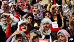 Egyptian women demonstrate in Cairo's Tahrir Square, Feb. 2011 (file photo).