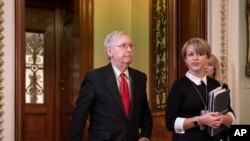 Le chef de la majorité au Sénat, Mitch McConnell, au Capitole de Washington, le mardi 21 janvier. 2020. (Photo AP / J. Scott Applewhite)