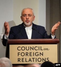 Iranian Foreign Affairs Minister Mohammad Zarif speaks at the Council on Foreign Relations in New York, April 23, 2018.