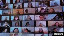 Participants from overseas take part in a Korean speech contest held by Sejong Institute Foundation in Seoul, South Korea, October 8, 2021. (REUTERS/Dogyun Kim)