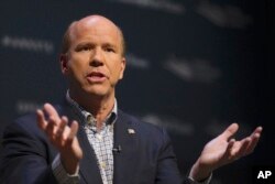 Democratic presidential candidate and former Rep. John Delaney, D-Md., speaks at the Heartland Forum held on the campus of Buena Vista University in Storm Lake, Iowa, March 30, 2019.