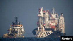 FILE - The Nord Stream 2 pipe-laying vessel Audacia is pictured off Ruegen island, Germany, Nov. 7, 2018.