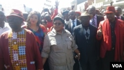 MDC-T leader Morgan Tsvangirai and his wife Elizaberth, Zimbabwe People First leader Joice Mujuru, ZimFirst's Didymus Mutasa, Nelson Chamisa of MDC-T