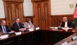 Afghanistan's President Ashraf Ghani meets with U.S. House Speaker Nancy Pelosi in Kabul, Oct. 20, 2019.