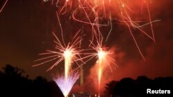 The Washington Monument is seen during the annual Fourth of July fireworks on the National Mall in Washington, July 4, 2015. 