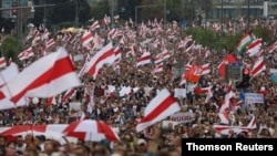 6일 벨라루스 수도 민스크에서 대규모 반정부 시위가 열렸다.