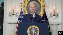 ABD Başkanı Joe Biden Beyaz Saray'da düzenlediği basın toplantısında İsrail’in Gazze'de verdiği karşılığın aşırı olduğunu söyledi. 8 Şubat 2024.