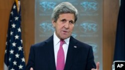 FILE - Secretary of State John Kerry presents the 2015 Country Reports on Human Rights Practices, at the State Department in Washington, April 13, 2016. 