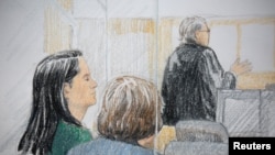 CFO Huawei, Meng Wanzhou (kiri), yang ditangkap dengan surat perintah ekstradisi, muncul di Mahkamah Agung, Vancouver, British Columbia, Kanada, untuk mengikuti sidang dengar pendapat, 7 Desember 2018.