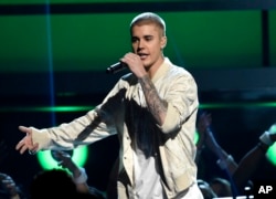 FILE - Justin Bieber performs at the Billboard Music Awards in Las Vegas.
