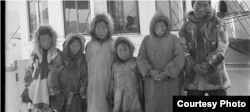 Alaska Native children on board a ship to Carlisle Indian Industrial School, 1879. Photo by John N. Choate. Photo Lot 81-12 06834400, National Anthropological Archives, Smithsonian Institution