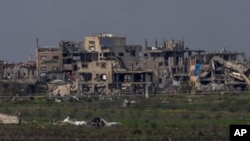 በሰሜናዊ ጋዛ ሰርጥ በእስራኤል የቦምብ ጥቃት የወደሙ ሕንፃዎች ምስል፣ የካቲት 25 ቀን 2017 ዓ.ም.