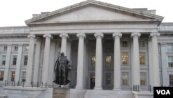 资料照片：美国财政部大楼 。 