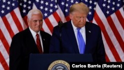 Président Donald Trump na Vice-président Mike Pence na Maison Blanche, Washington, novembre 