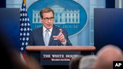 FILE - National Security Council spokesman John Kirby speaks during a press briefing at the White House, Nov. 20, 2023, in Washington. 