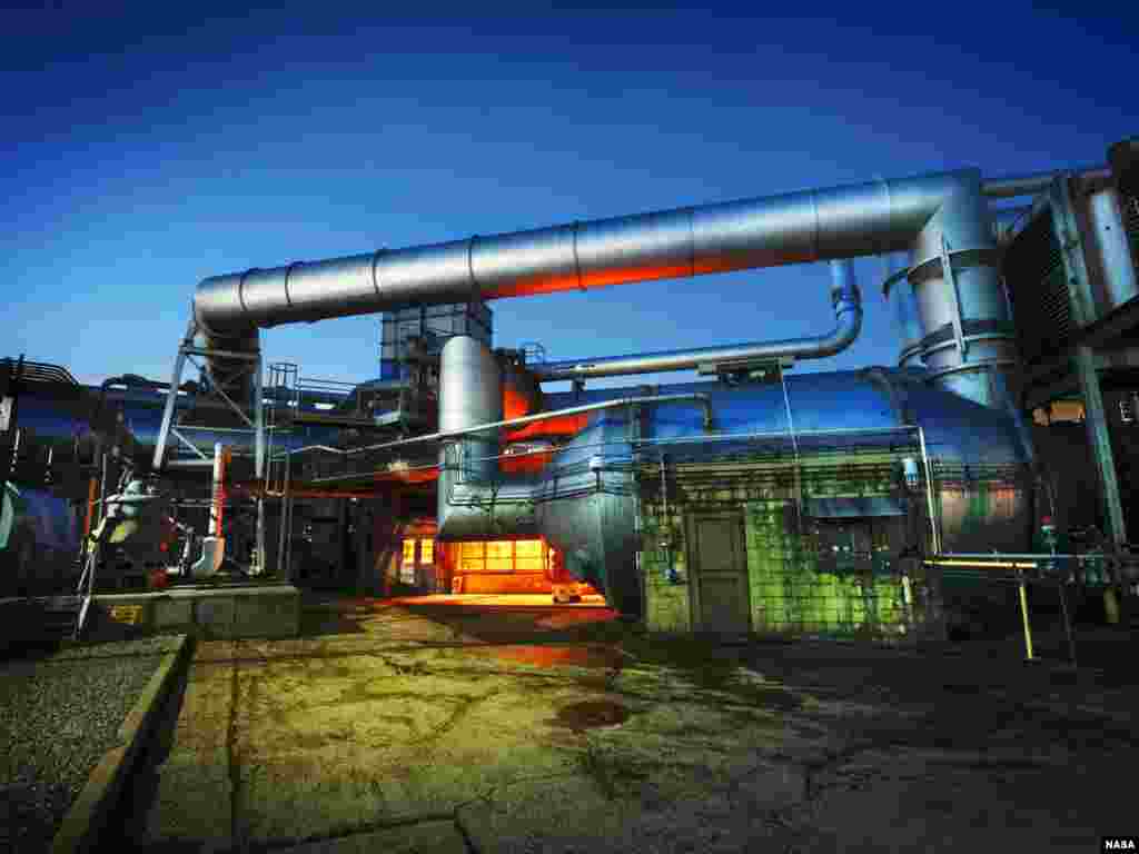 Super heated exhaust is a byproduct of engine testing in the Engine Research Building (ERB) at NASA&rsquo;s Glenn Research Center, Cleveland, Ohio, USA.