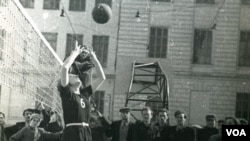 ქალთა ფრენბურთი, თბილისი, უნივერსიტეტის წინ, 1950 წელი