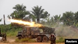 Les Forces armées de la RDC dans une offensive contre les rebelles M23 à Beni, dans le Nord-Kivu en janvier 2014.