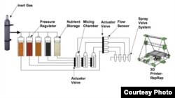 A schematic diagram shows how a 3D printer for food would work. (Credit: SMRC)