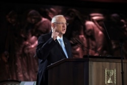 FILE - Israel's President Reuven Rivlin speaks during the World Holocaust Forum in Jerusalem, Jan. 23, 2020.