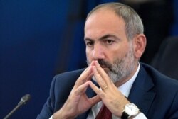 FILE - Armenian Prime Minister Nikol Pashinyan attends the Eurasian Economic Council in Yerevan, Armenia, on Oct. 1, 2019.