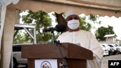 FILE - Mahamat Saleh Annadif, special representative of United Nations Multidimensional Integrated Stabilization Mission in Mali, gives a speech during the inauguration of the new headquarters of joint force G5 Sahel, in Bamako, June 3, 2020.
