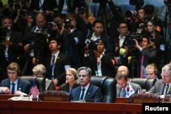 11일 토니 블링컨 미국 국무장관이 라오스 비엔티안에서 열린 동남아시아국가연합(ASEAN·아세안) 회의에 참석했다.