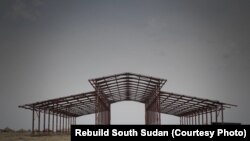 Only the steel skeleton of the school is standing so far. The conflict in South Sudan has forced Rebuild South Sudan to put the project on hold.