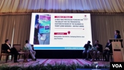 BPN Prabowo-Sandi membeberkan sejumlah temuan kecurangan dalam Pilpres 2019, di Jakarta, Senin (22/4) (Foto: VOA/Ghita).