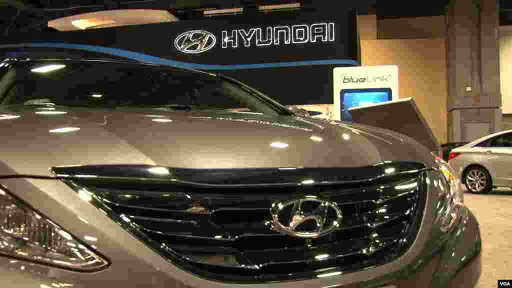 A new Hyundai under the lights at Washington's Auto Show