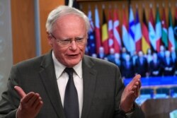 James Jeffrey, special representative for Syria Engagement and special envoy to the Global Coalition to Defeat Islamic State, speaks during a news conference at the State Department in Washington, Nov. 14, 2019.