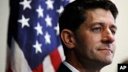 House Speaker Paul Ryan of Wis., listens during a news conference about Harvey relief efforts after a meeting with House Republicans, Sept. 6, 2017, on Capitol Hill in Washington. 