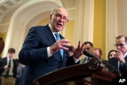 Senatda muxolifat yetakchisi Chak Shumer, Vashington, 19-fevral, 2025