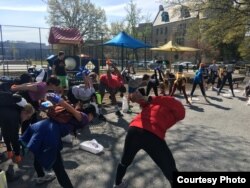 Like other athletes, ploggers have to warm up first. (Jeff Horowitz)